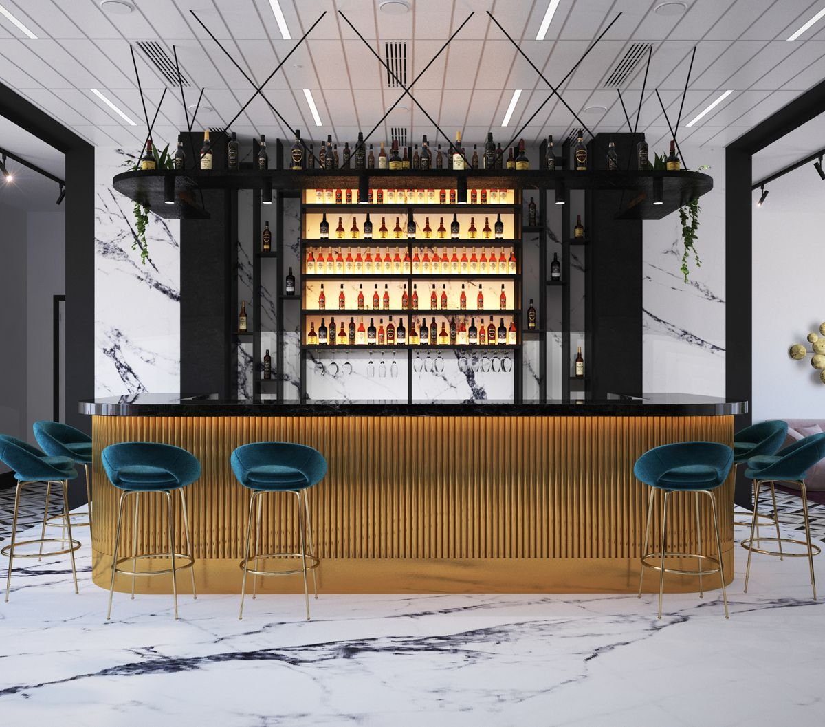 Restaurant bar counter fitout Dubai