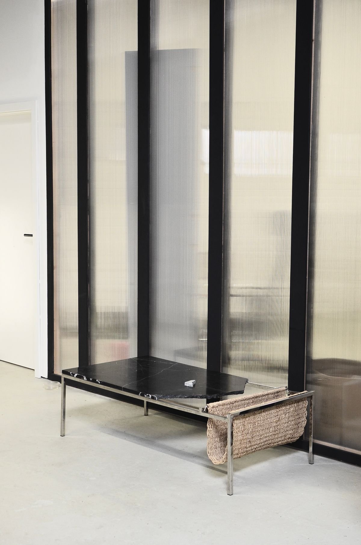 Sleek interior with vertical glass wall panels