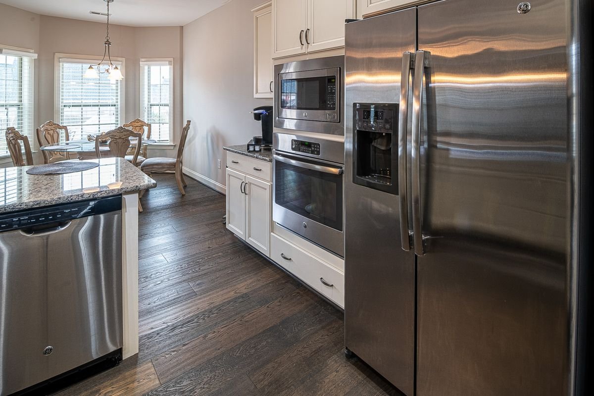 Modern kitchen with stainless steel appliances