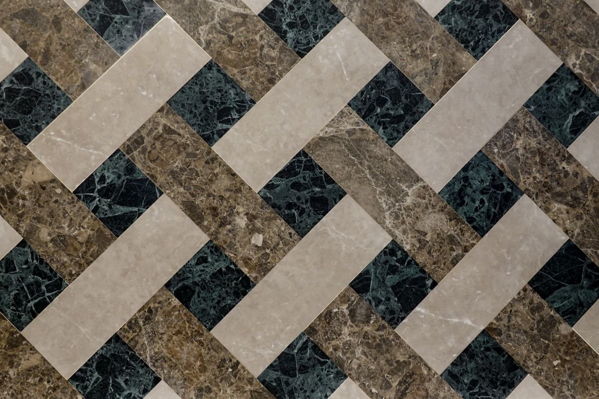 Geometric marble tiles showcasing luxury interior design