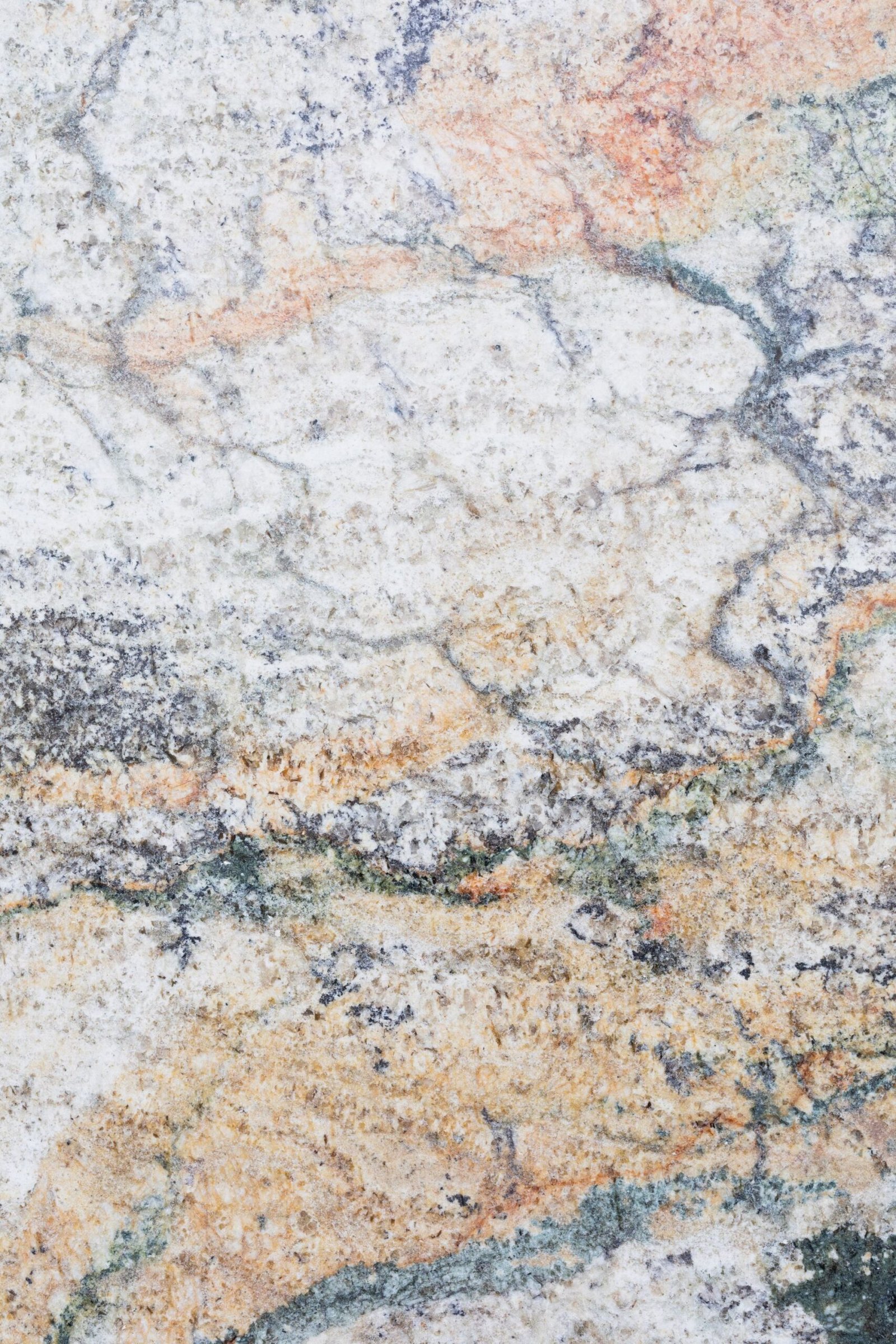 Close-up of vivid multicolour marble with orange and grey natural veining